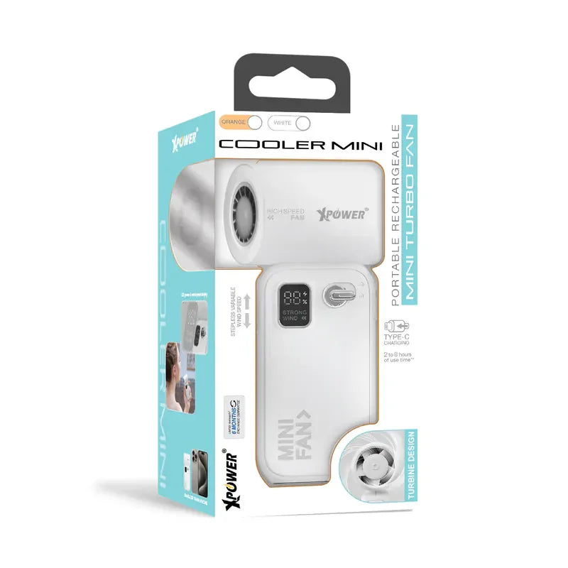 Xpower Cooler Mini Turbo Fan - White Gray - Tashqila Xpower Cooler Mini Turbo Fan - White Gray - Tashqila